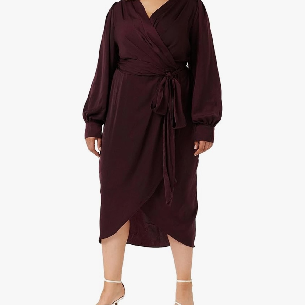 City Chic Opulent Midi Dress In Garnet SZ 14